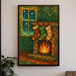 Cozy Holiday Hearth Poster