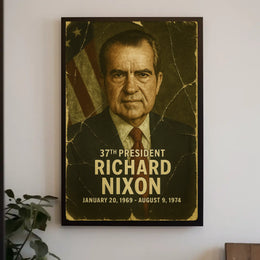 Richard Nixon 37th President of the United States Damaged Photograph Poster