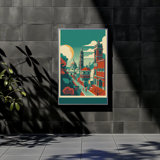Historic European Architecture Courtyard Walk Vintage Travel Poster