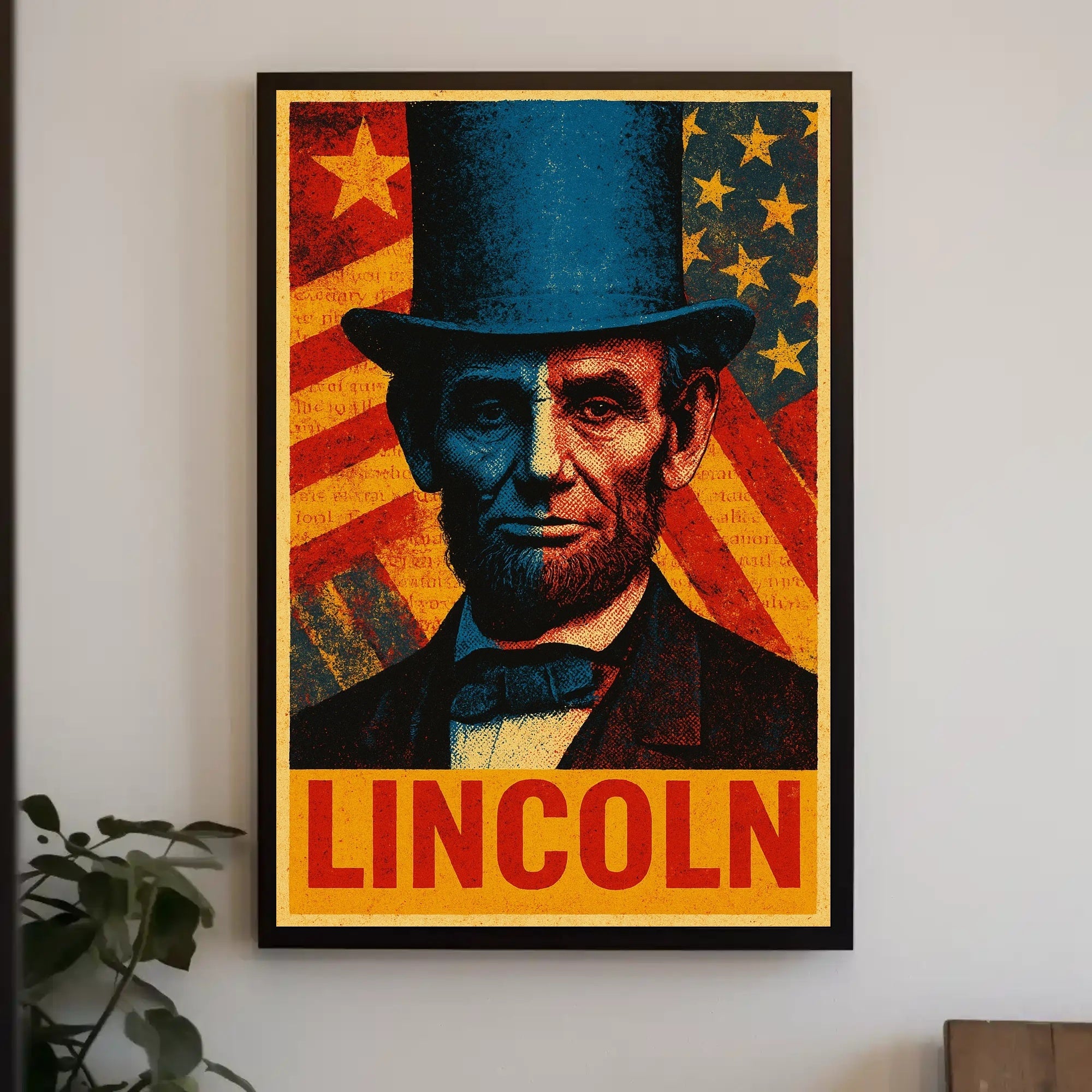 Lincoln Pop Art Poster Celebrating Historical and Presidential Icons