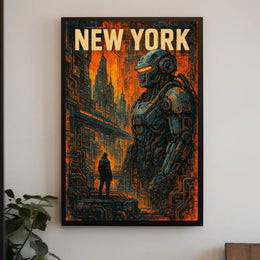 New York Futuristic Metropolis Poster Urban Cityscape Art