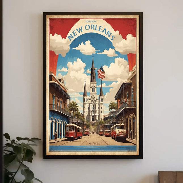 New Orleans Iconic Cathedral and Street Scene Poster