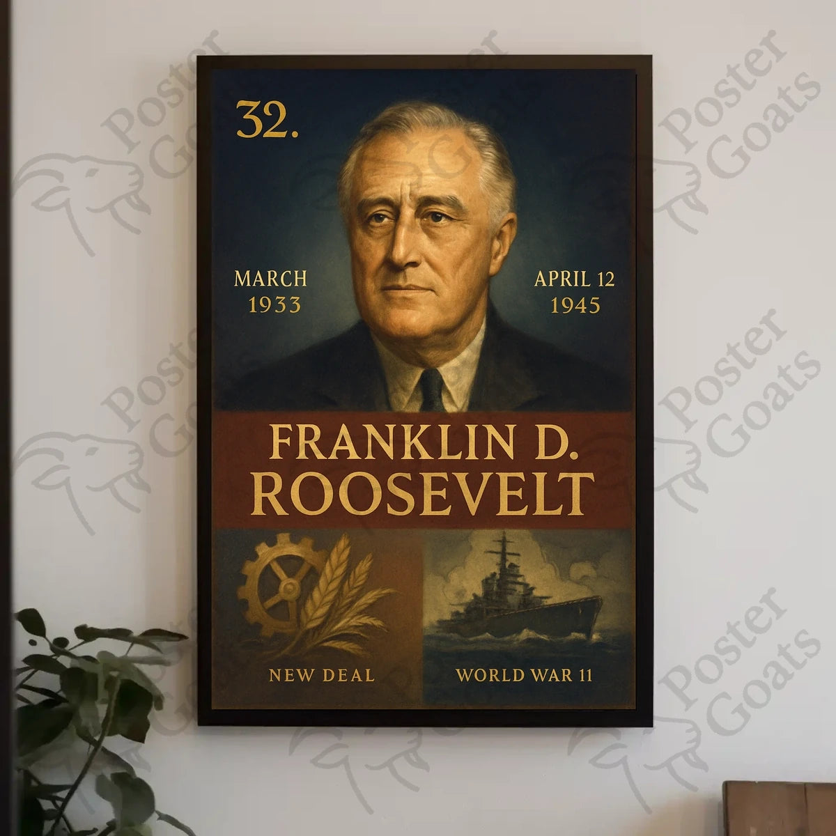 Franklin D. Roosevelt Vintage Historical Presidential Poster
