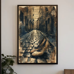 Vintage Elegance: Musical High Heels Art Poster