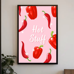 Spicy Peppers Illustration: Abstract Artistic Poster PosterGoat