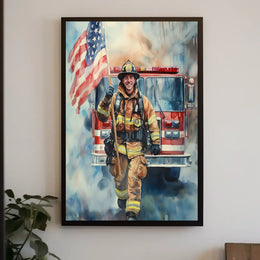 smiling firefighter Poster