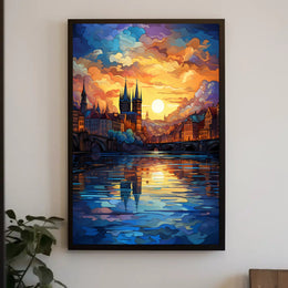 Enchanted Cityscape At Sunset Poster