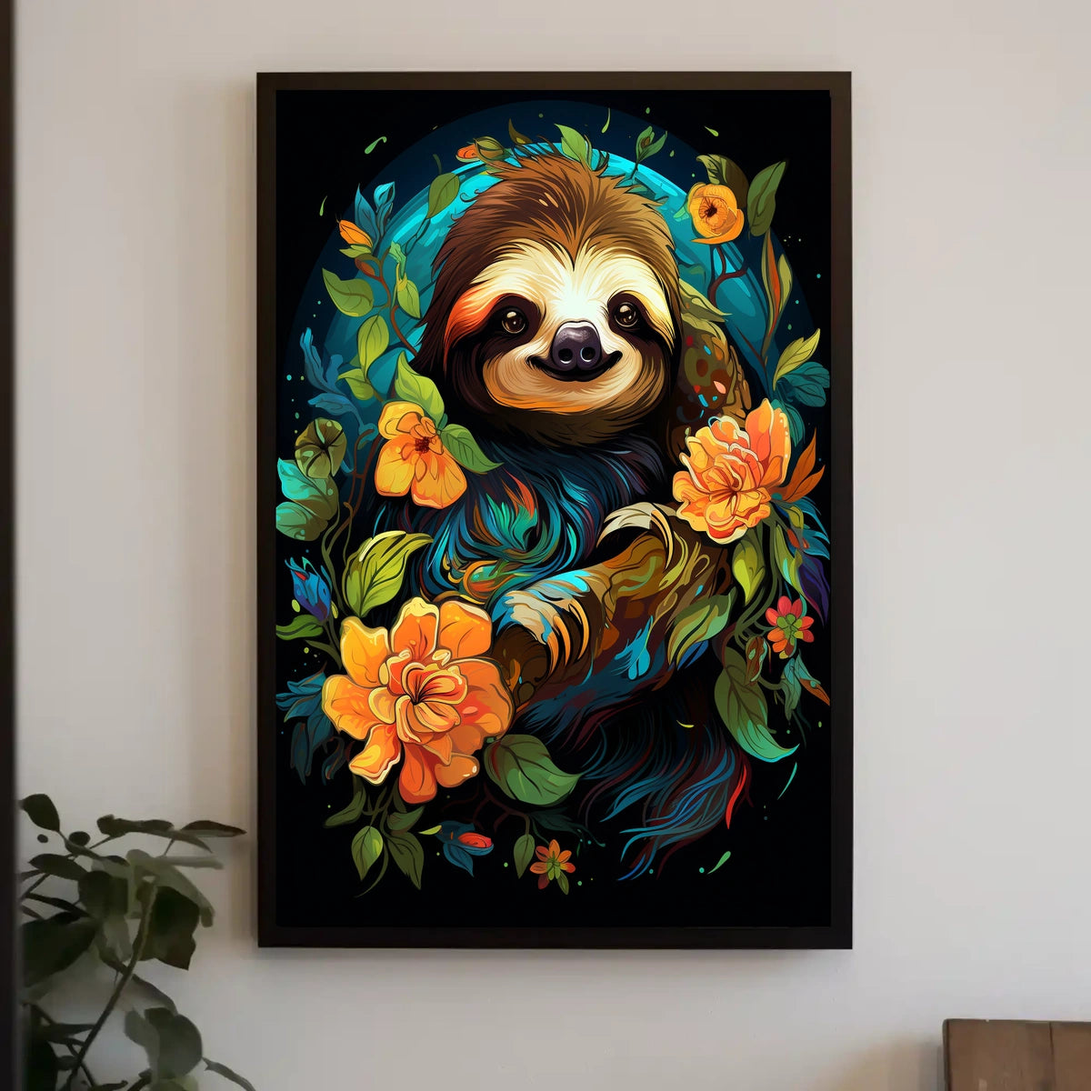 Enchanted Sloth In Bloom Poster