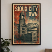 Sioux City Clock Tower Retro Americana Poster