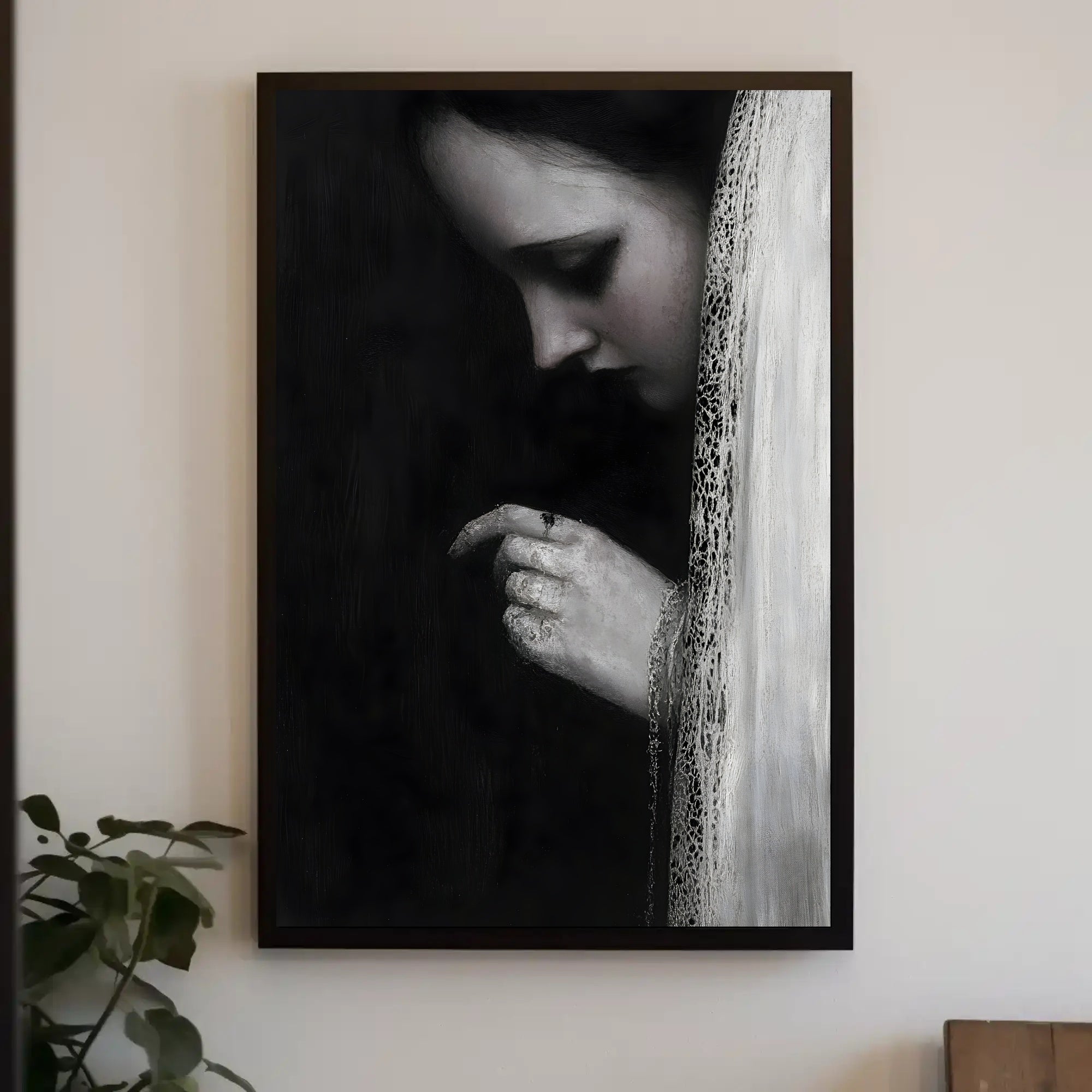 Veiled Elegance: Gothic Romantic Artistic Portrait Poster PosterGoat