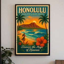 Hawaiian Paradise Vintage Travel Poster Discover Adventure