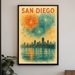 San Diego Skyline Celebration Poster