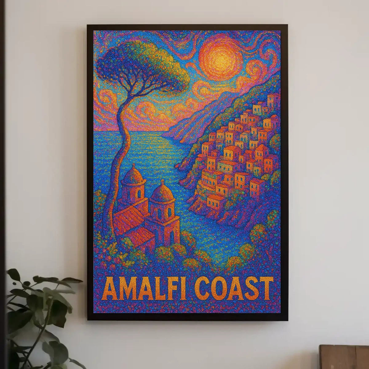 Amalfi Coast Poster Wall Art Coastal Scenic Print For Decor