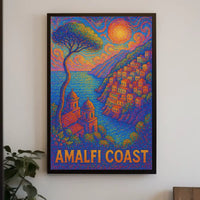 Amalfi Coast Poster Wall Art Coastal Scenic Print For Decor