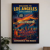 Hollywood Glamour in Retro Los Angeles Travel Poster