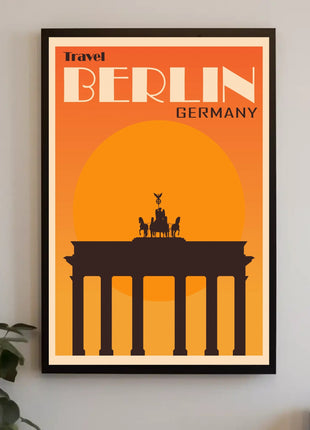 Brandenburg Gate Vintage Travel Print: Iconic Berlin Landmark Poster