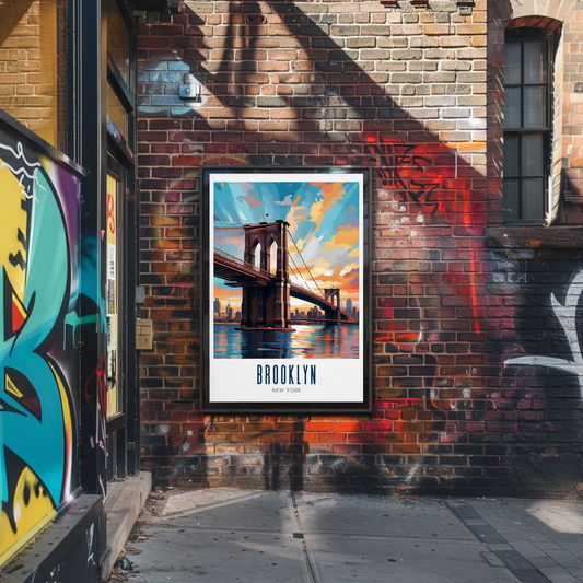 Brooklyn Bridge New York City Travel Sunset Poster