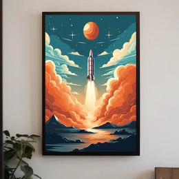 Rocket Launch Against Cosmic Backdrop Space or Astronomy Poster