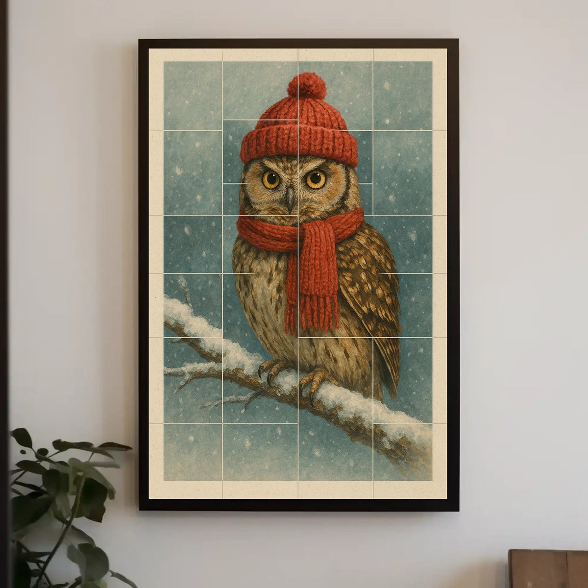 Winter Owl In Red Poster
