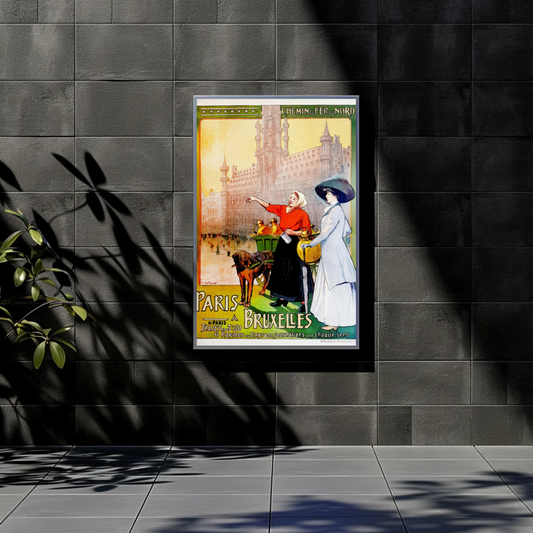 Paris to Bruxelles Vintage Travel Vintage Poster