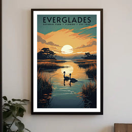 Everglades Sunset Poster Travel Wall Art Print