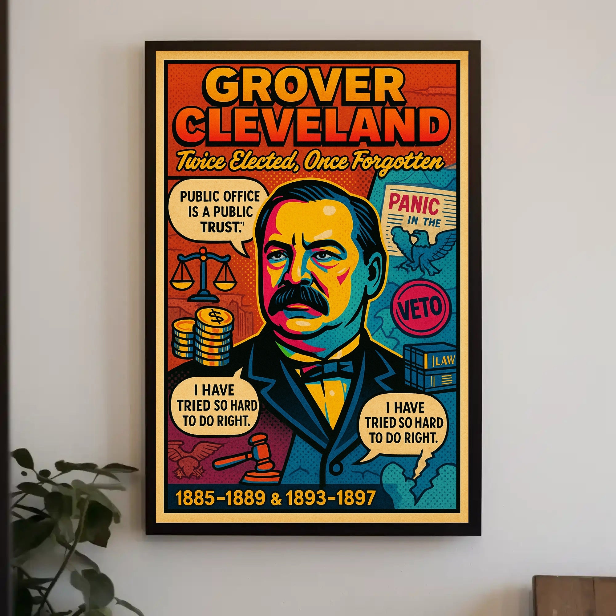 Grover Cleveland Twice Elected, Once Forgotten Poster PosterGoat