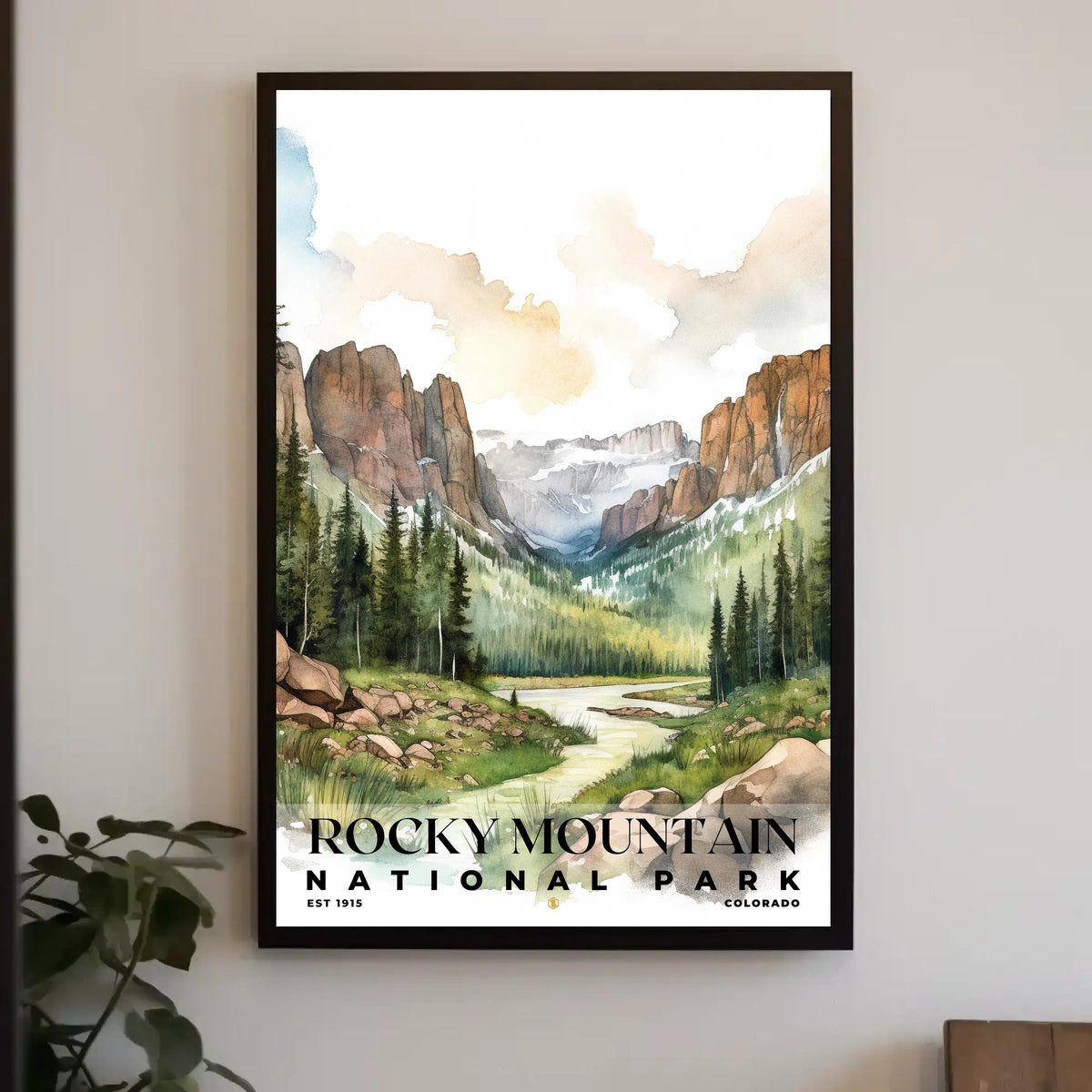 Rocky Mountain Watercolor Wall Art Poster