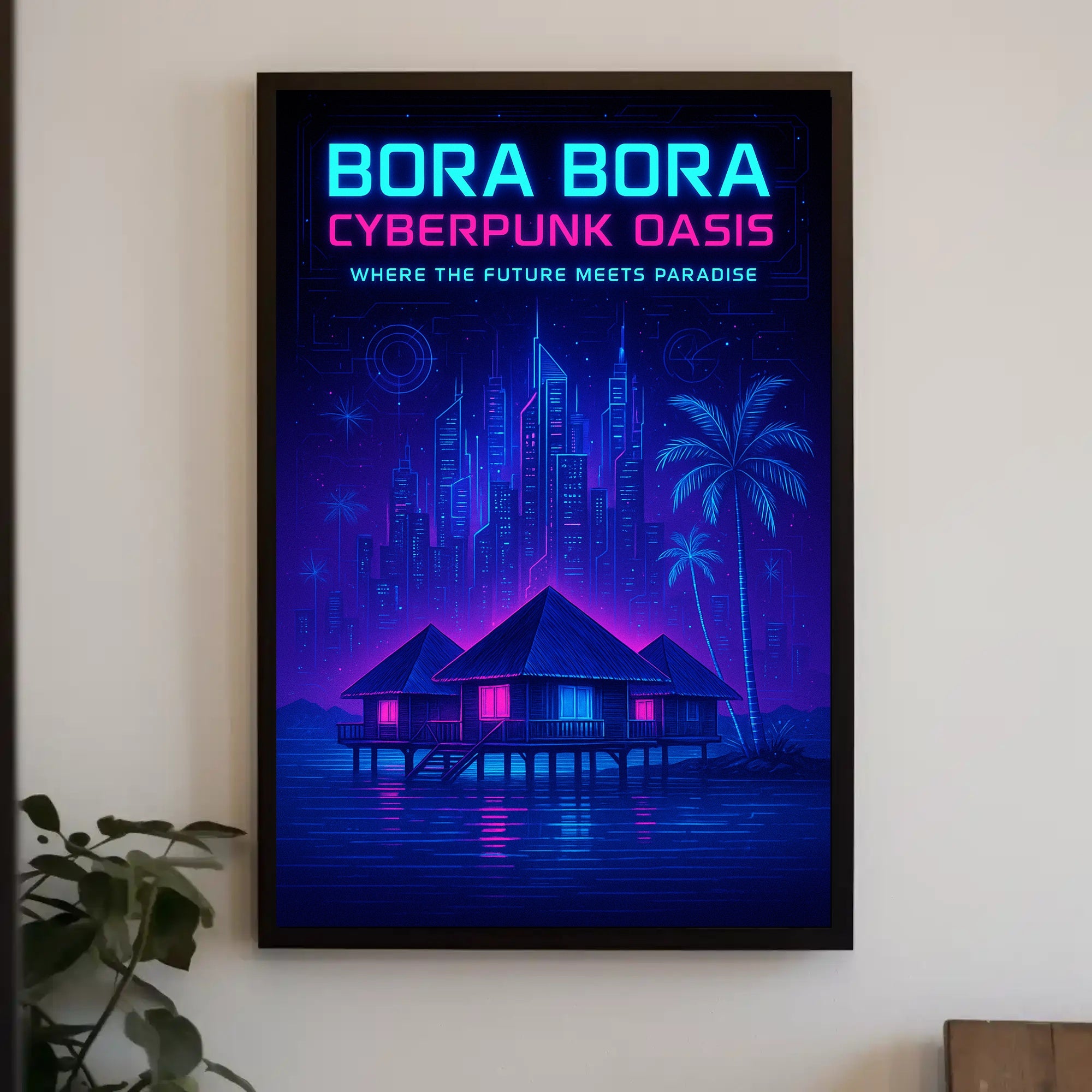 Bora Bora Cyberpunk Oasis Poster PosterGoat