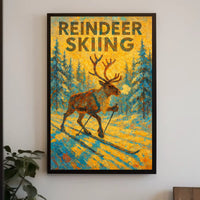 Reindeer Skiing Adventure Poster