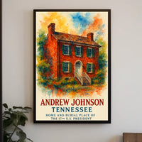 Andrew Johnson Historic Watercolor Poster, Patriotic Art
