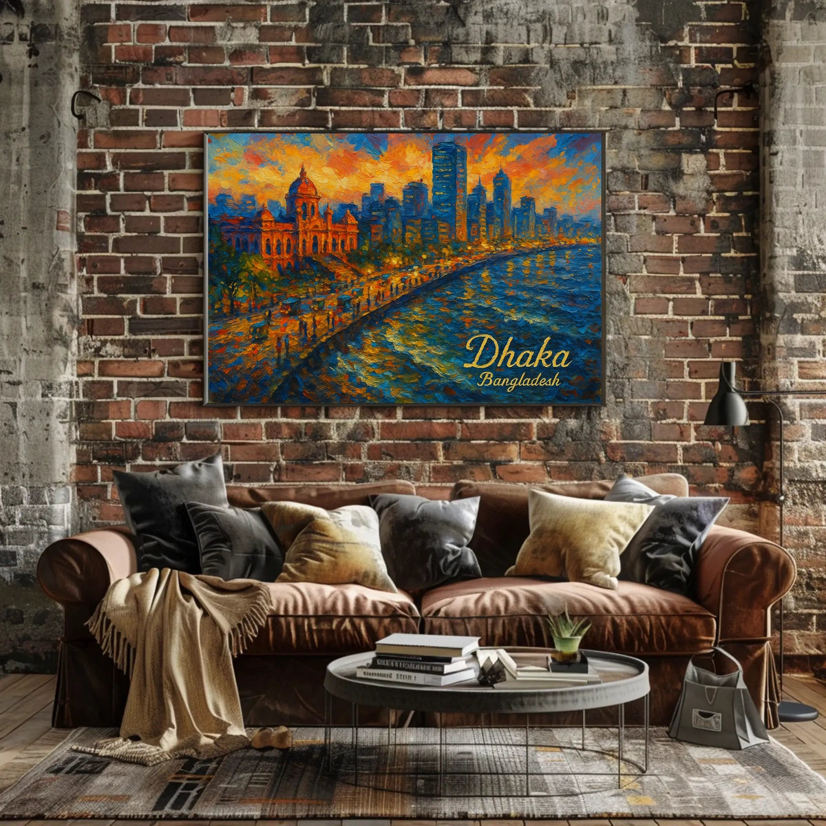 Dhaka Skyline Sunset Photography Realism Urban Poster