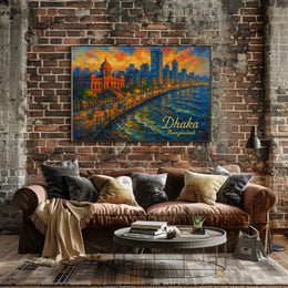 Dhaka Skyline Sunset Photography Realism Urban Poster