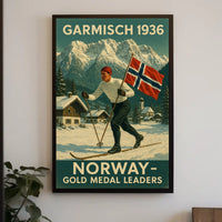 Garmisch 1936 Norway Gold Medal Poster