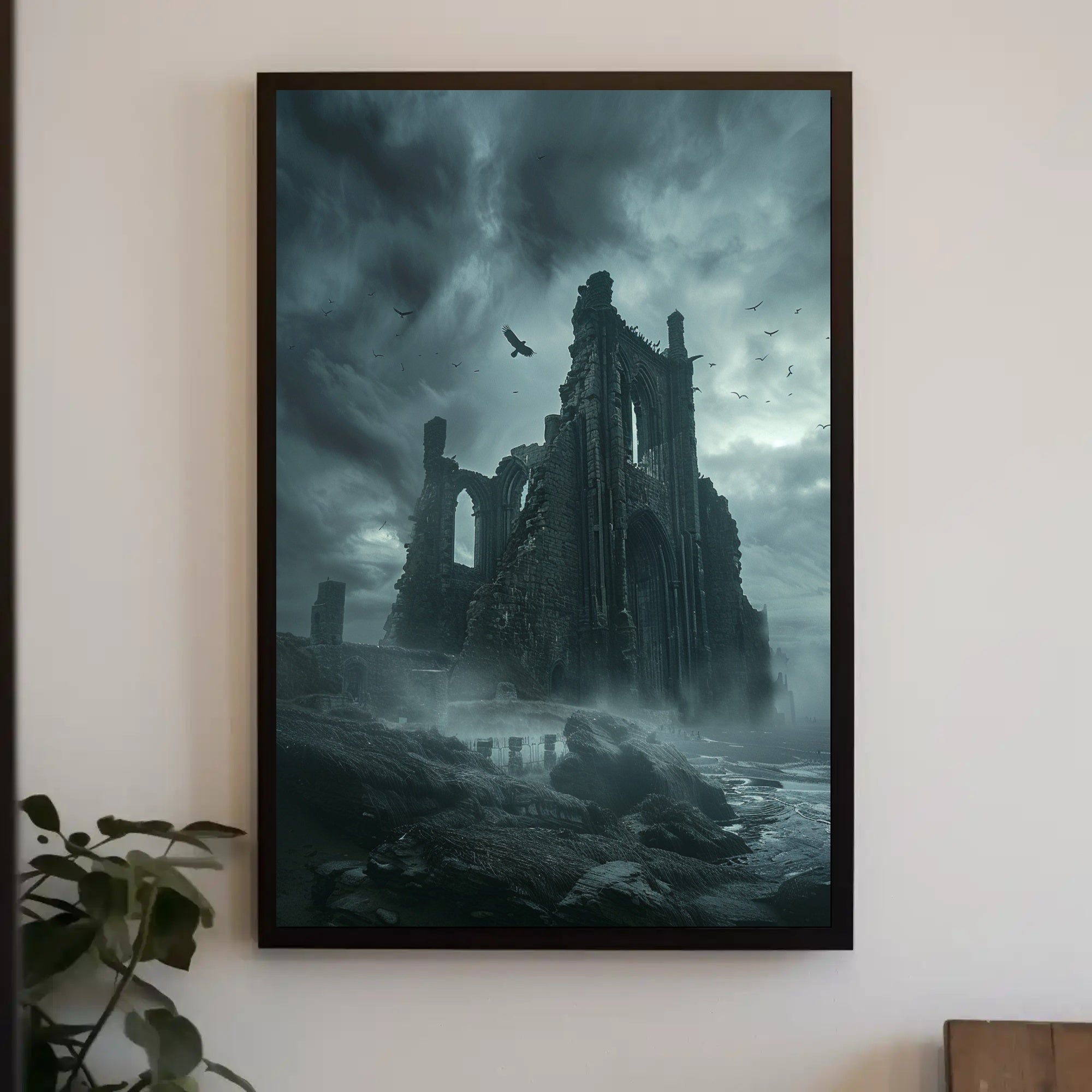 Gothic Cathedral Ruins in Haunting Fantasy or Mythology Poster PosterGoat