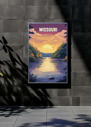 Missouri Vintage Poster - Sunset River Scene