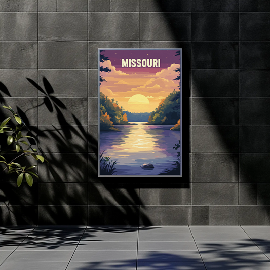 Missouri Vintage Poster - Sunset River Scene