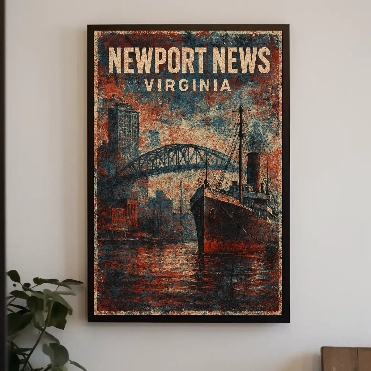 Newport News Virginia Coastal Cityscape Poster