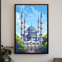 Grand Mosque Vector Art: Vibrant Islamic Heritage Poster