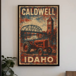 Caldwell Idaho Vintage Travel Wanderlust Poster