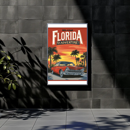 Florida Sunset Adventure Vintage Travel Poster