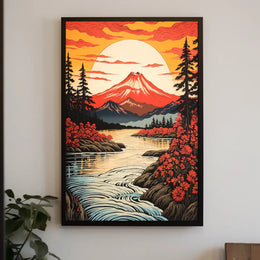Majestic Mountain Sunset Poster PosterGoat
