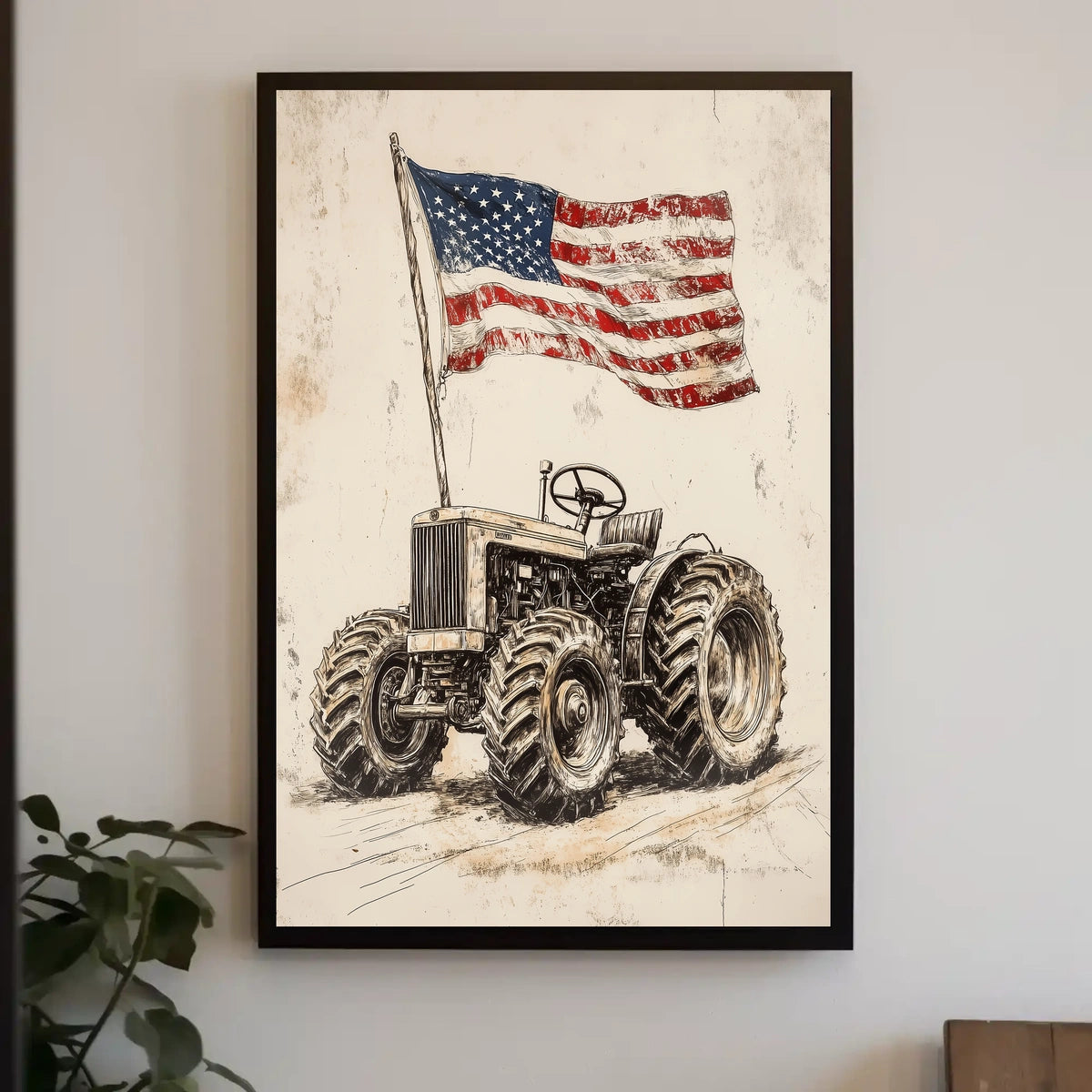 old fashioned farm tractor Poster