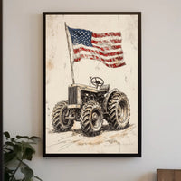 old fashioned farm tractor Poster