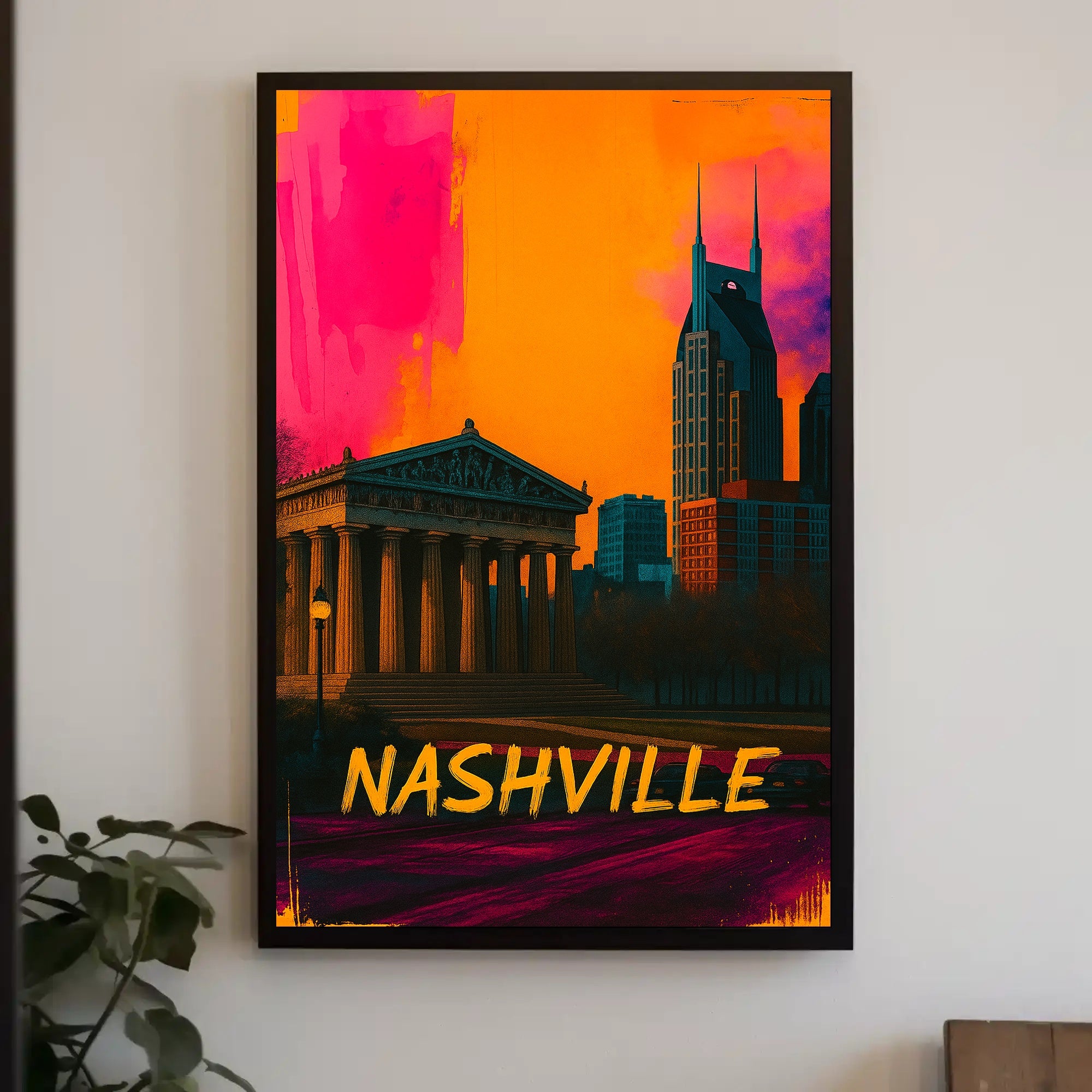 Nashville Pop Art Cityscape Poster
