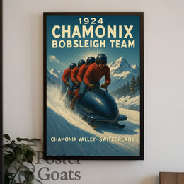 1924 Chamonix Bobsleigh Team Vintage Sports Poster