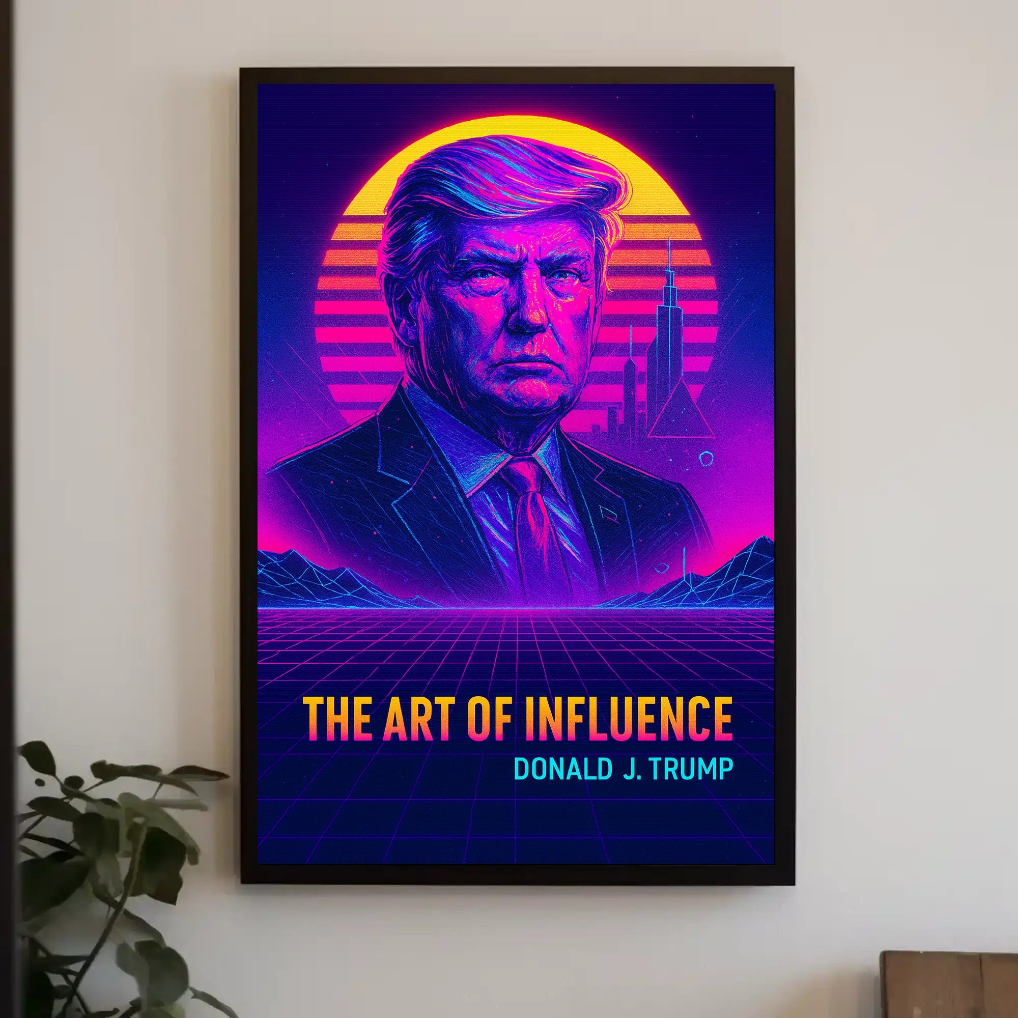 The Art of Influence Donald Trump Neon Retro-Futuristic Poster