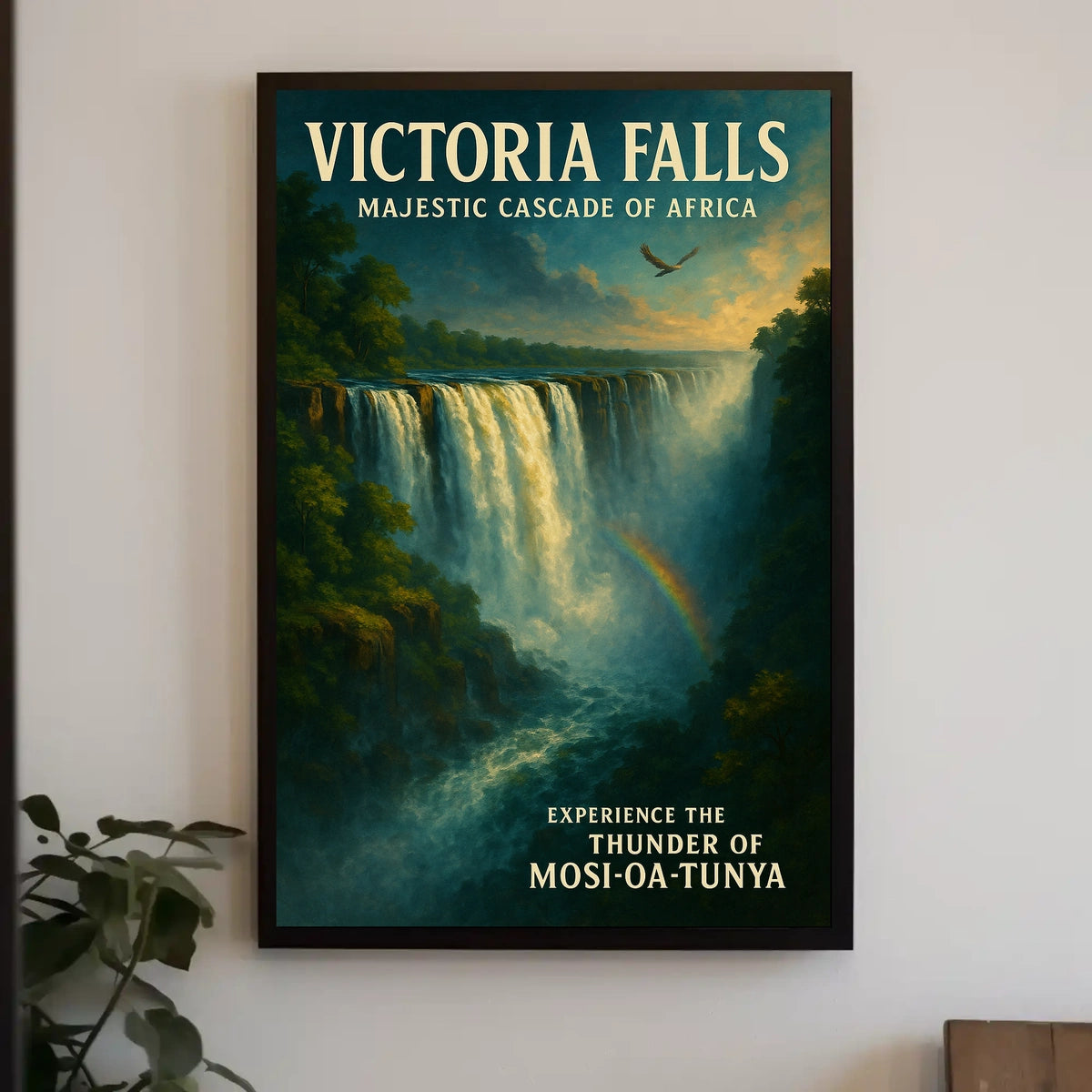 Victoria Falls Waterfall Rainbow Nature Poster