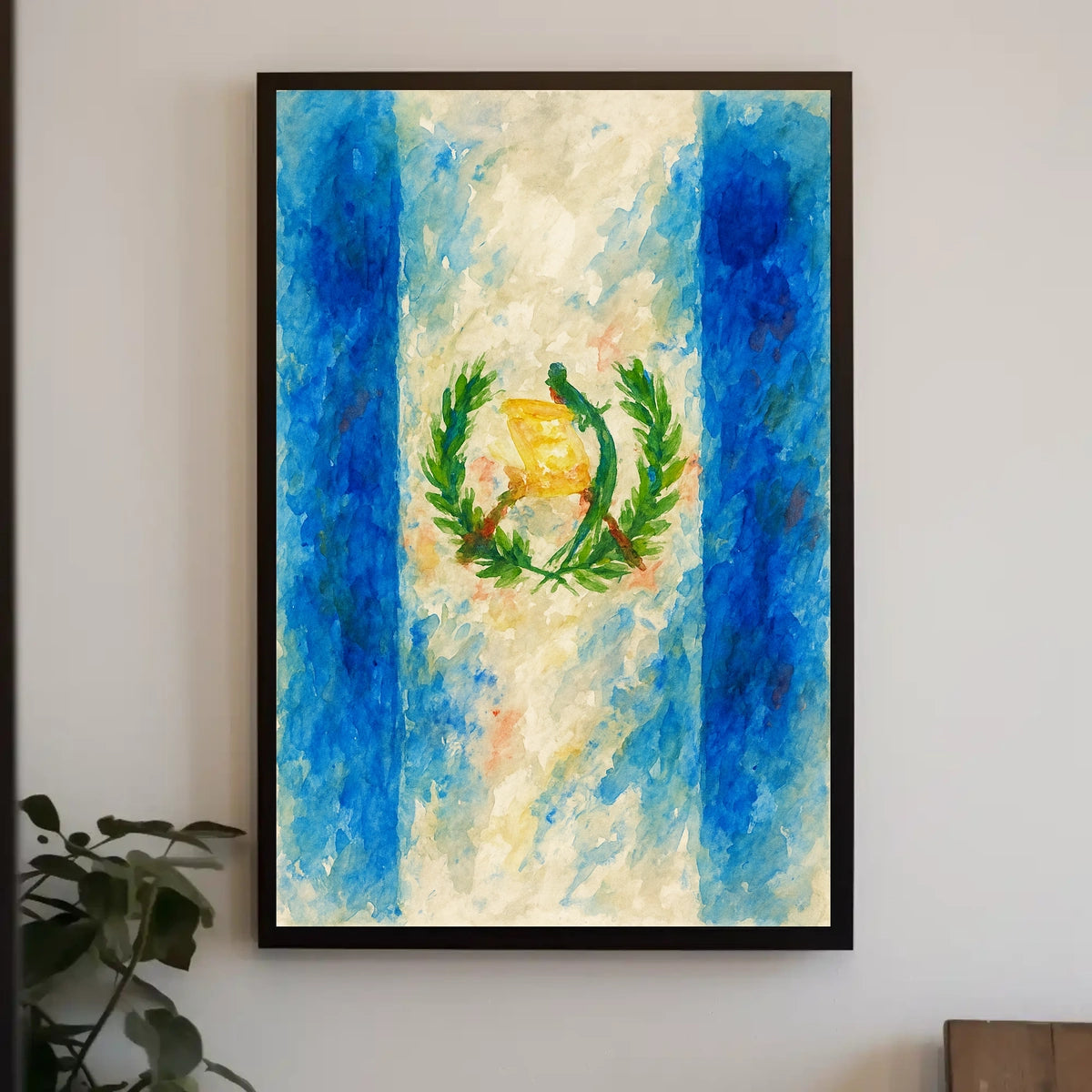 Watercolor Representation of the Guatemalan Flag Poster
