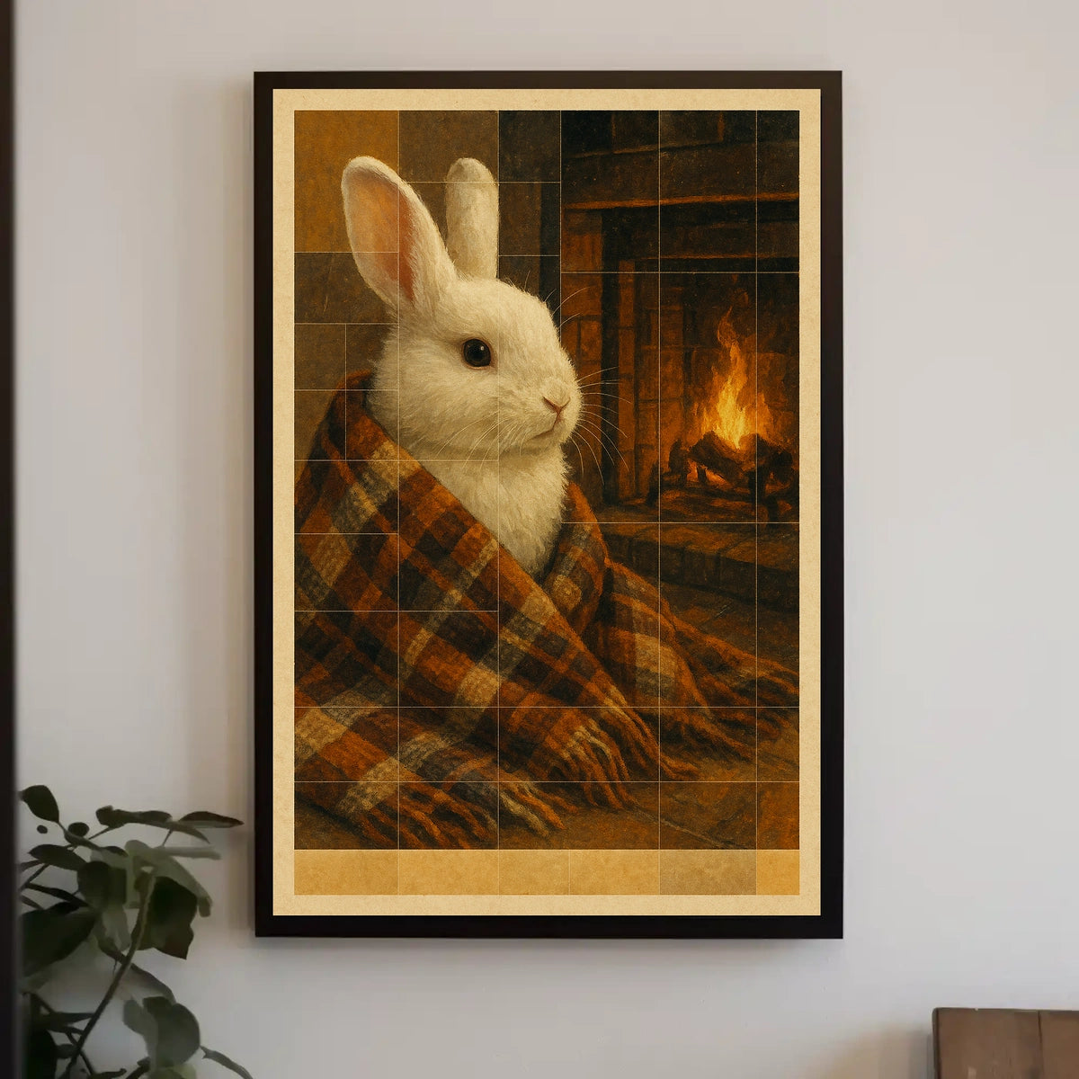 Cozy Bunny By The Fireplace Poster