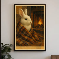 Cozy Bunny By The Fireplace Poster